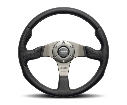 Momo Race Steering Wheel 350 mm - Black Leather/Anth Spokes