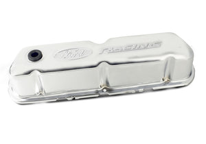 Ford Racing Embosses Logo Stamped Steel Valve Cover Chrome